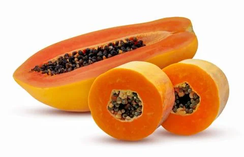 Fresh Papaya fruit isolated on white background Stock Photos