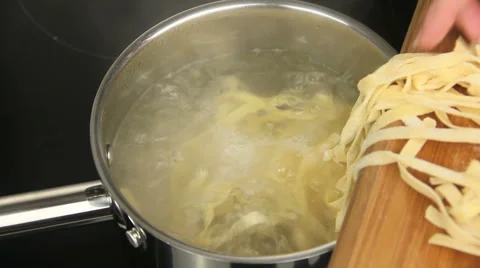 Fresh Pasta Being Added To Boiling Water Stock Footage 45899802