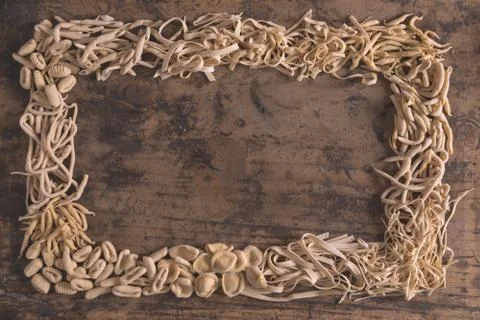 Fresh pasta frame composition Stock Photos