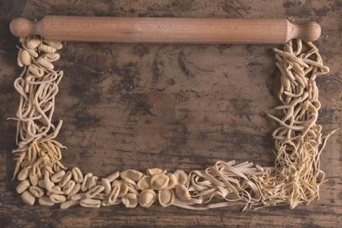 Fresh pasta frame composition Stockfoto's