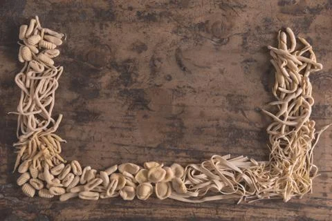 Fresh pasta frame composition Stockfoto's