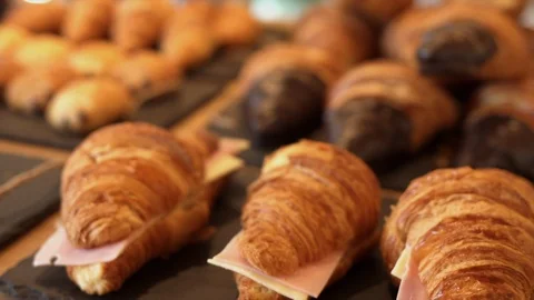 Fresh pastry store Stock Footage 93581368