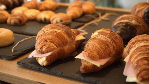 Fresh pastry store Stock Footage 93581388