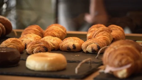 Fresh pastry store Stock Footage 93581516