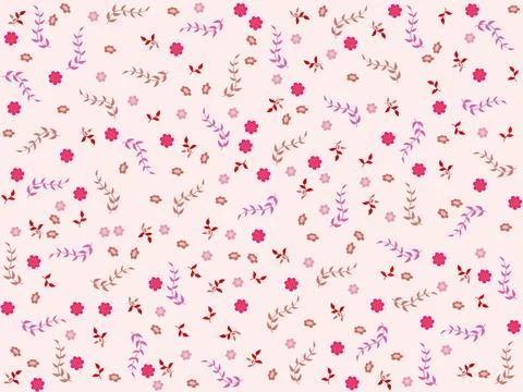 Fresh pattern background with small flowers and leaves イラスト素材
