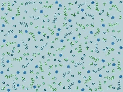 Fresh pattern background with small flowers and leaves Illustrazione stock