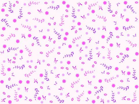 Fresh pattern background with small flowers and leaves Stock Illustration