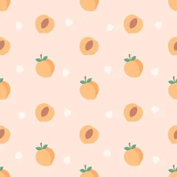 Fresh peach fruit seamless pattern Stock Illustration