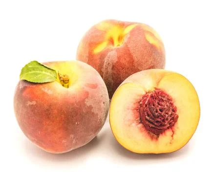 Fresh peach isolated on white Stock Photos