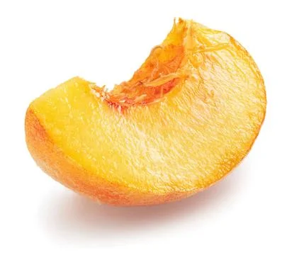 Fresh peach slice on a white background Stock Photos