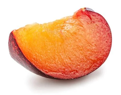 Fresh peach slice on white background Stock Photos