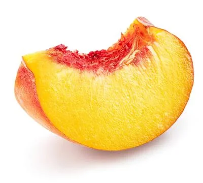 Fresh peach slice on white background Stock Photos