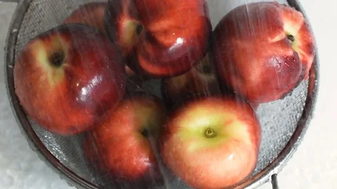 Fresh peaches apples Stock Footage 78190378