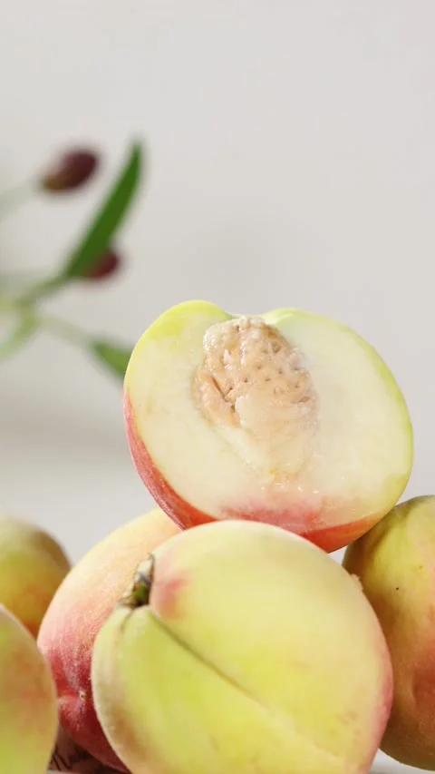Fresh Peaches Rotating in Slow Motion Close Up 4K Stock Footage 340371383