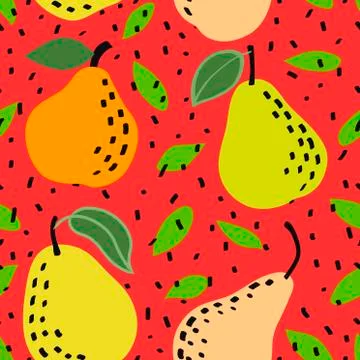 Fresh pear fruit seamless pattern, abstract repeated background. Fruits desig Stock Illustration