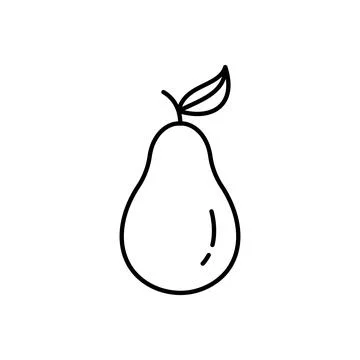Fresh pear fruit vector icon outline. EPS 10. Summer fruits illustration. Veg Stock Illustration