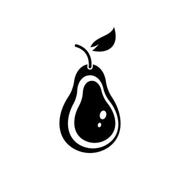 Fresh pear fruit vector solid black icon. EPS 10. Summer fruits illustration. Stock Illustration