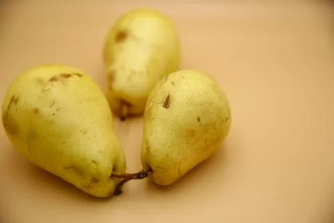 Fresh pears as a background, top view. for web designers Stock Photos