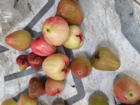 Fresh pears on a cloth surface. 스톡 사진