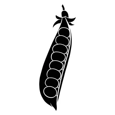 Fresh peas. Vegetable ingredient for the kitchen. Silhouette. Stock Illustration