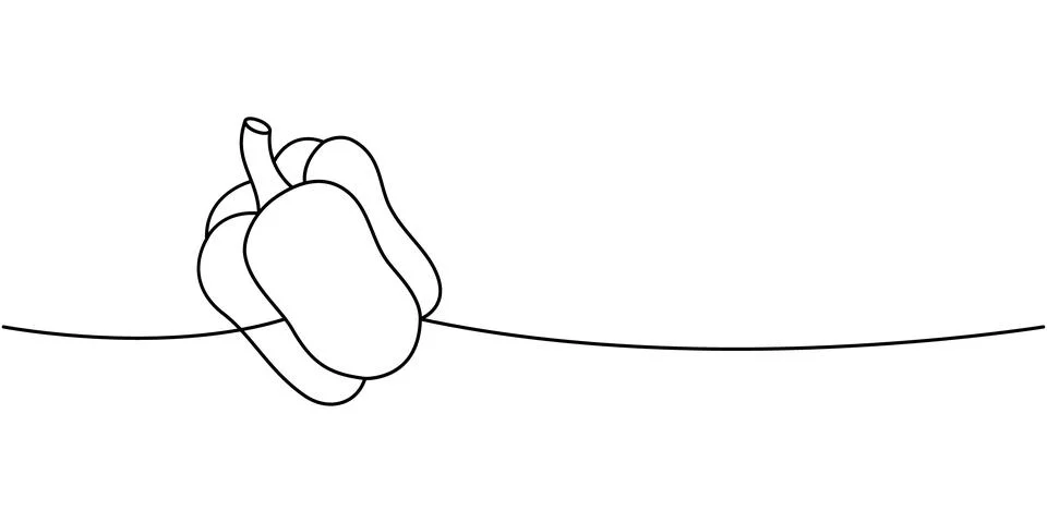 Fresh pepper one line continuous drawing. Organic vegetable. Vector illustration Stock Illustration