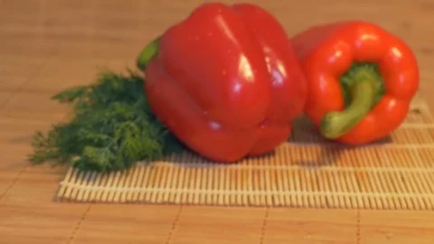 Fresh Pepper on the Table Stock Footage 74159820