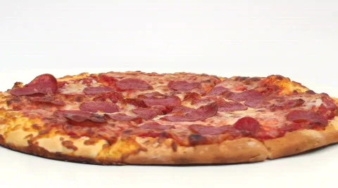 Fresh pepperoni pizza seamless loop - HD  Stock Footage 448743