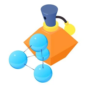 Fresh perfume icon isometric vector. Bottle of new perfume and molecule symbo Stock-Illustration