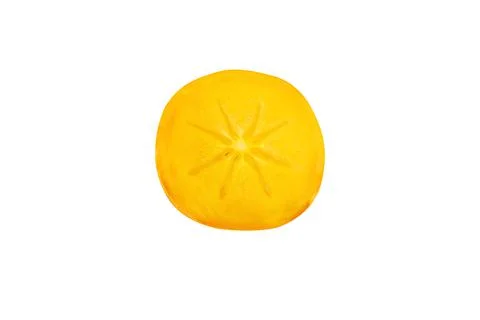 Fresh persimmon circle, cutted in half. Isolated on white background. Stock Photos