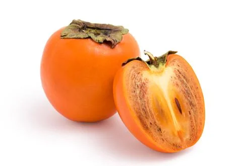 Fresh persimmon on white background Stock Photos