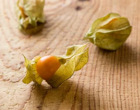 Fresh physalis on table Stock Photos