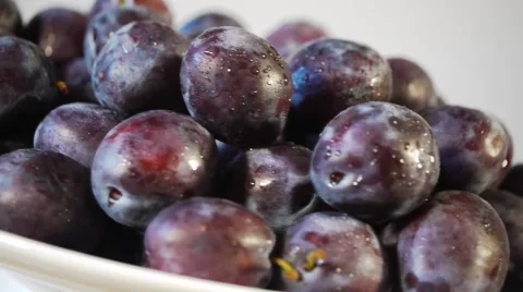 Fresh Picked Plums Turning 스톡 동영상 1002361