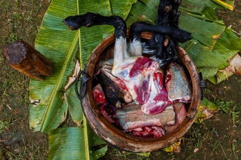 Fresh Pieces of Raw Mutton Stock Photos