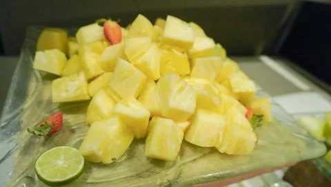 Fresh pineapple cut Stock Photos