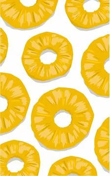 Fresh pineapple cut into round patterns issolated on white  Stock Illustration