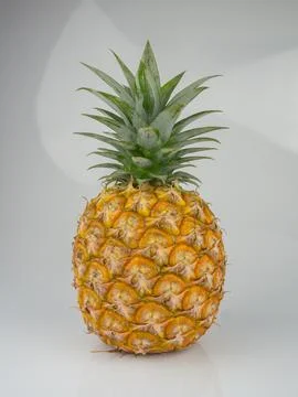 Fresh pineapple on gray background. Stock Photos