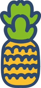 Fresh pineapple hand drawn vector illustration Stock Illustration