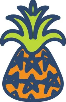 Fresh pineapple hand drawn vector illustration 스톡 일러스트