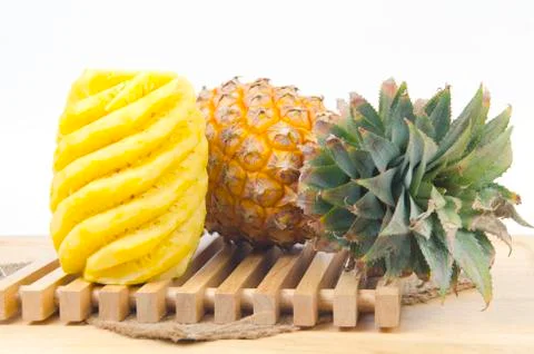 Fresh pineapple isolated on white background Stock Photos