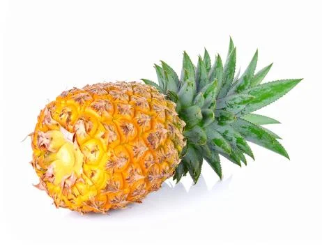Fresh Pineapple Isolated on White Background, Tropical Spiky Fruit with Swe.. Stock Photos