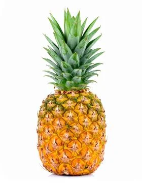 Fresh Pineapple Isolated on White Background, Tropical Spiky Fruit with Swe.. Stock Photos