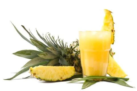 Fresh pineapple juice Stock Photos