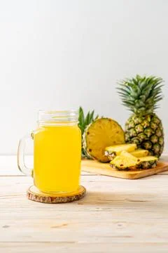 Fresh pineapple juice Stock Photos