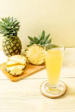 Fresh pineapple juice Stock Photos