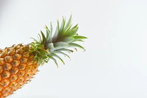 Fresh pineapple over white background. Tropical fruit. Stock Photos