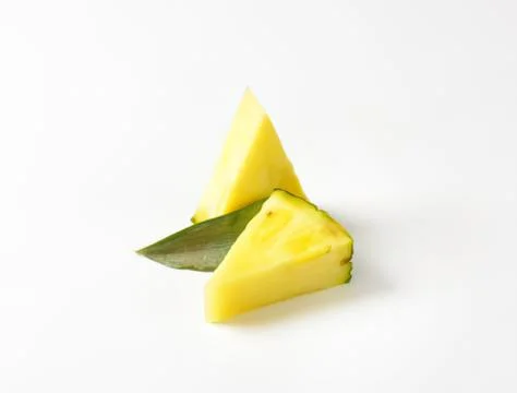 Fresh pineapple slice with green leaf Stock Photos