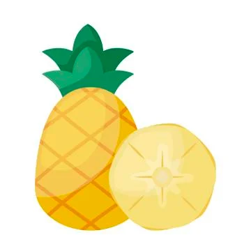 Fresh pineapple with slice isolated icon Stock Illustration