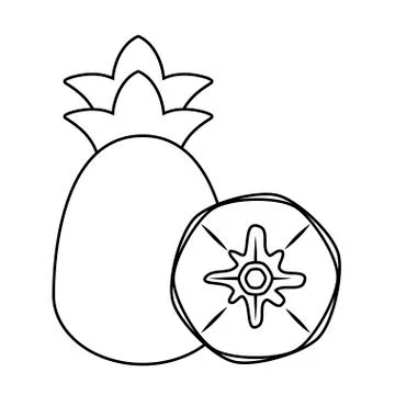 Fresh pineapple with slice isolated icon Stock Illustration