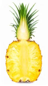 Fresh Pineapple Slice Isolated on White Background Representing Tropical Bi.. Stock Photos