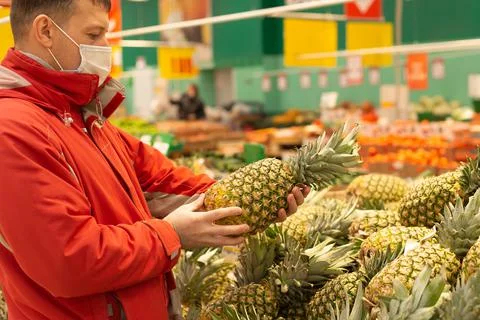 Fresh pineapples, fresh fruit selection Stock Photos